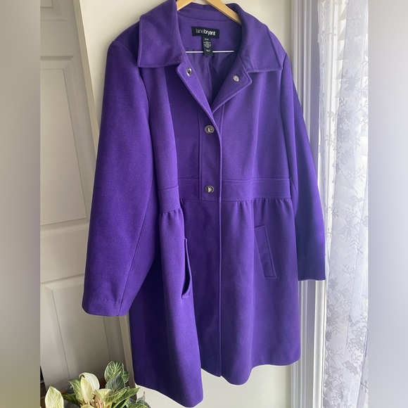 Lane Bryant 26 28 Royal Purple Women's Pea Coat Silver Toggle Buttons Heavy - Picture 1 of 8